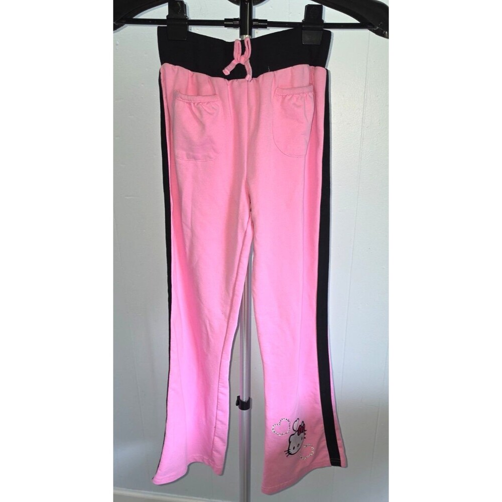 Hellow Kitty Lounge Sweatpants Doll Pink Rhinestones Pockets Girls 10